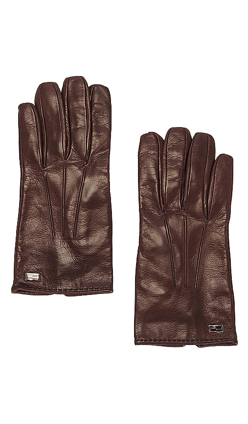 FWRD Renew Fendi Sheepskin Gloves in Dark Brown