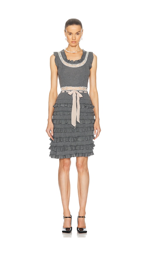 FWRD Renew Dior Cashmere Ruffle Dress in Grey