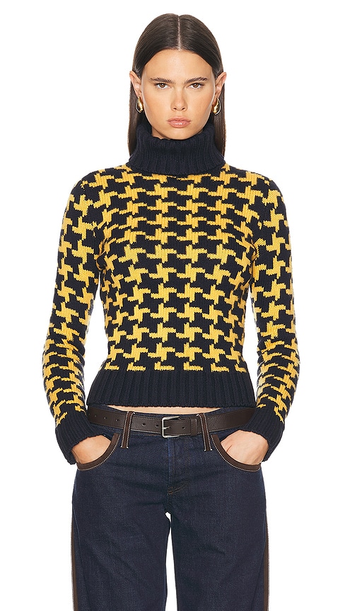 FWRD Renew Celine Knit Turtleneck Sweater in Yellow