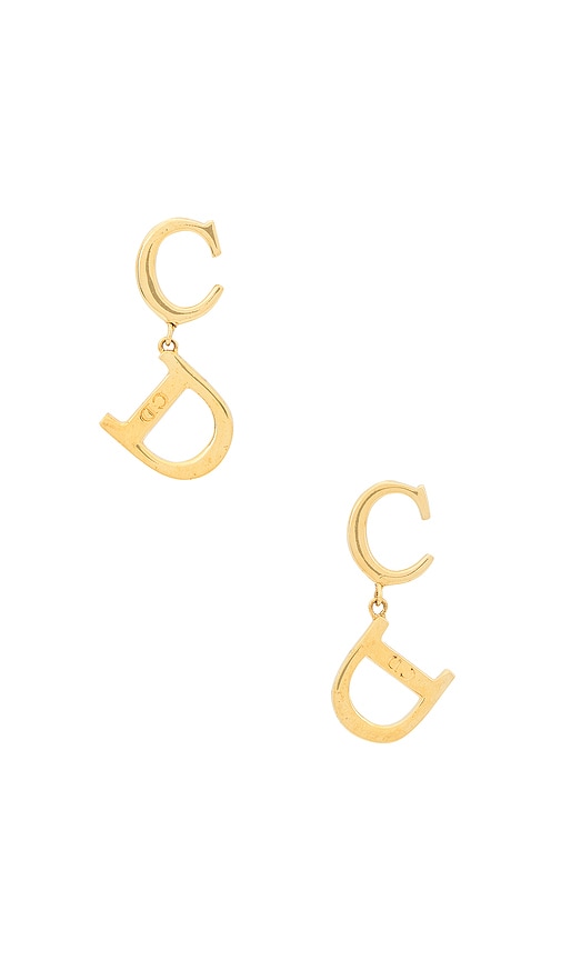 FWRD Renew Dior CD Earrings in Gold