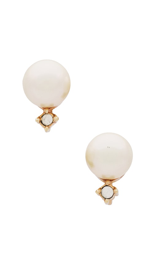 FWRD Renew Dior Pearl Rhinestone Earrings in Gold