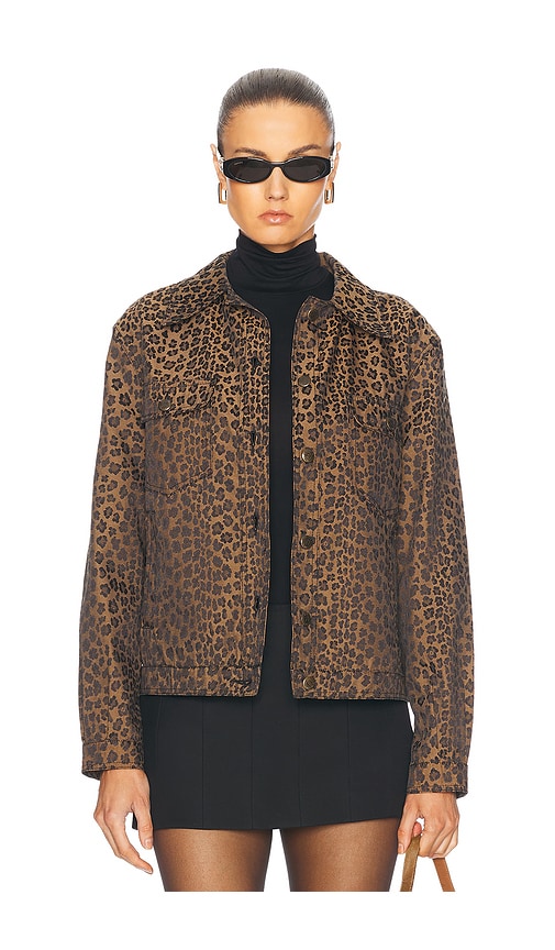 伊製 ヴィンテージ FENDI JEANS ジャケット コート レオパード 豹柄 FWRD Renew Fendi Leopard Print Denim Jacket in Brown | REVOLVE