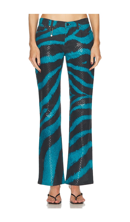 FWRD Renew Roberto Cavalli Shimmer Zebra Pant in Blue