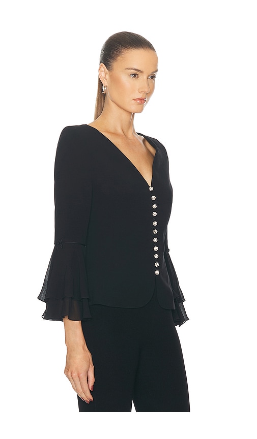 Shop Fwrd Renew Escada Ruffle Blouse In 黑色