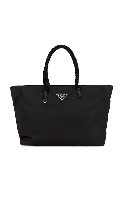 FWRD Renew Prada Tessuto Tote Bag in Black.