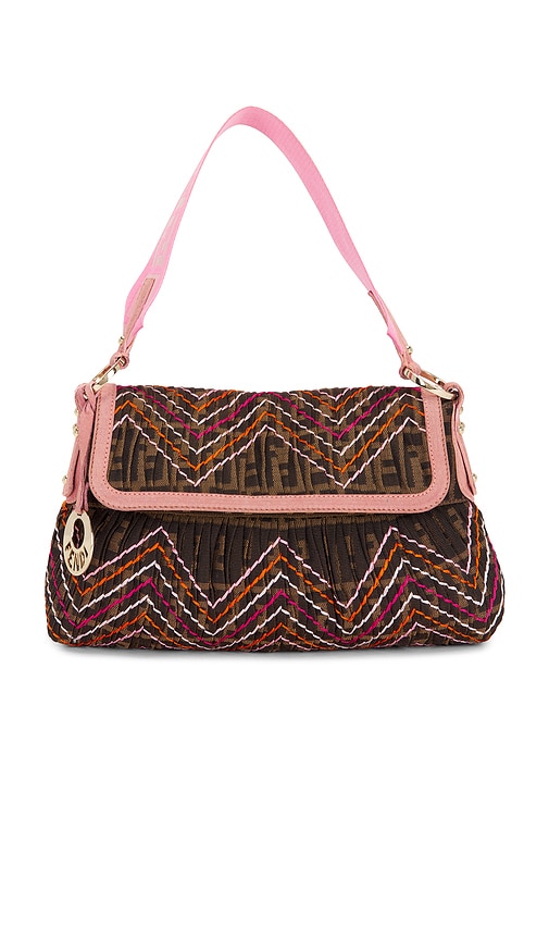 FWRD Renew Fendi Zucca Chef Shoulder Bag in Pink.