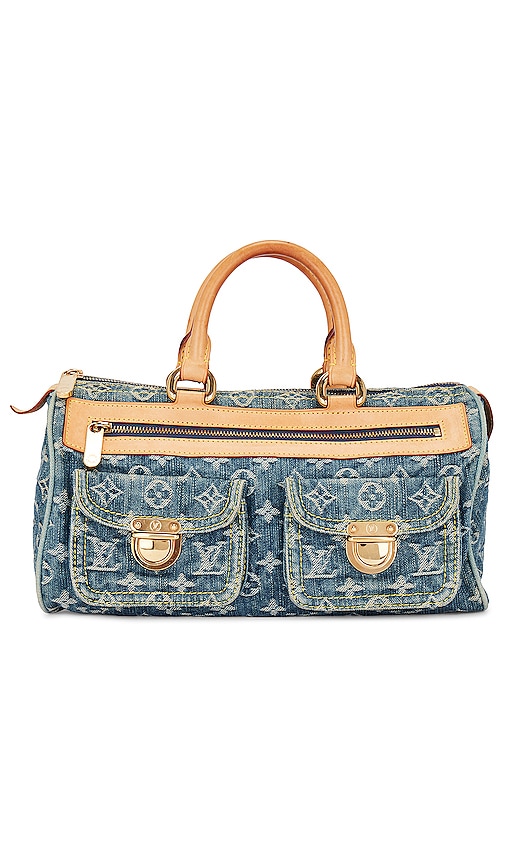 FWRD Renew Louis Vuitton Denim Monogram Neo Speedy Top Handle Satchel Bag  in Blue