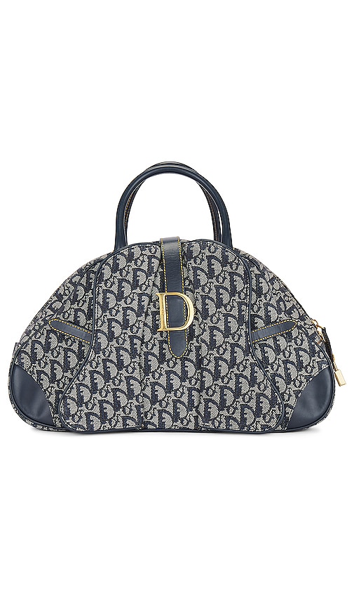 New Authentic Christian Dior Trotter Saddle Bag in Denim logo Canvas