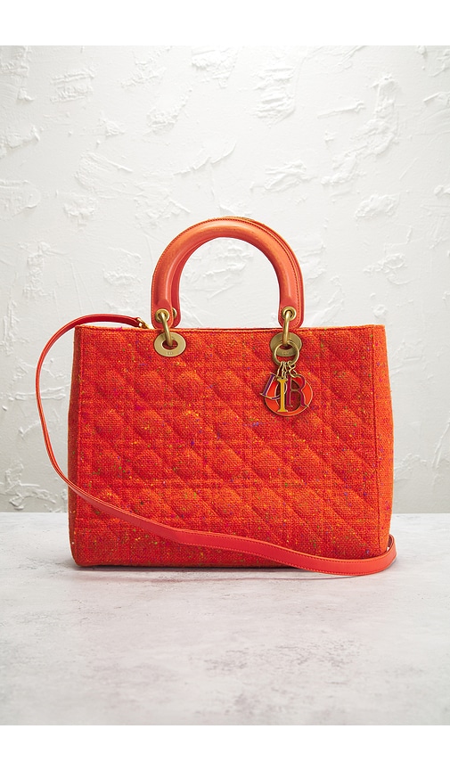 Fwrd Renew Dior Wool Cannage Lady Handbag In Orange