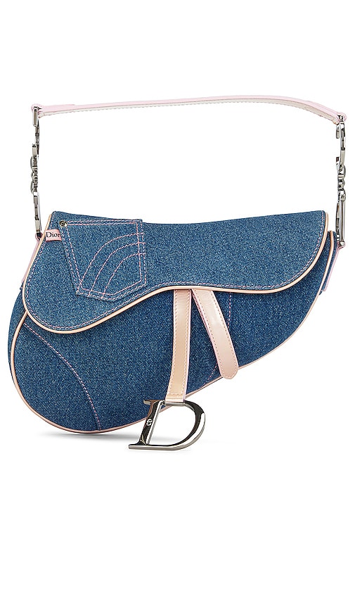 Fwrd Renew Dior Denim Saddle Bag In Ä¸­è“�è‰²