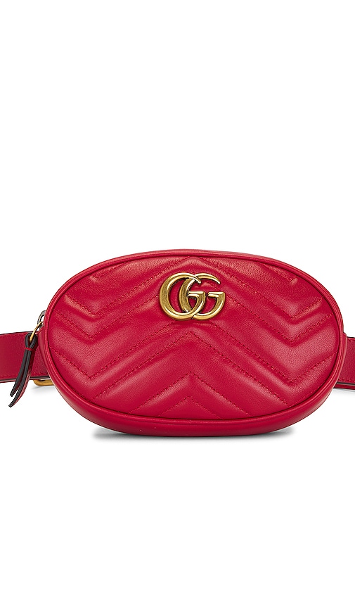 Fwrd Renew Gucci Gg Marmont Quilted Waist Bag In Red