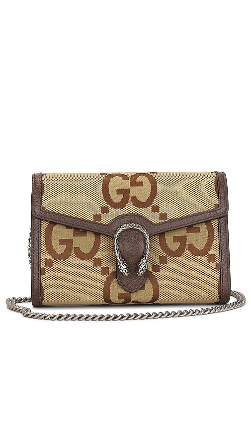 Fwrd Renew Gucci Jumbo Gg Dionysus Chain Shoulder Bag In Brown