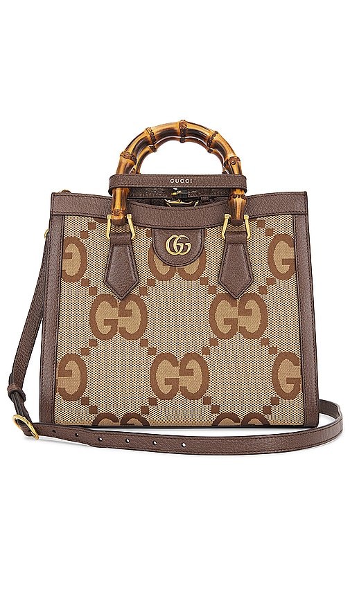 FWRD Renew Gucci Jumbo GG Bamboo 2 Way Handbag in Brown