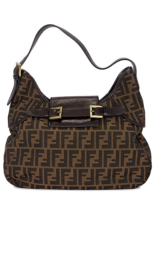 FWRD Renew Fendi Zucca Shoulder Bag in Brown