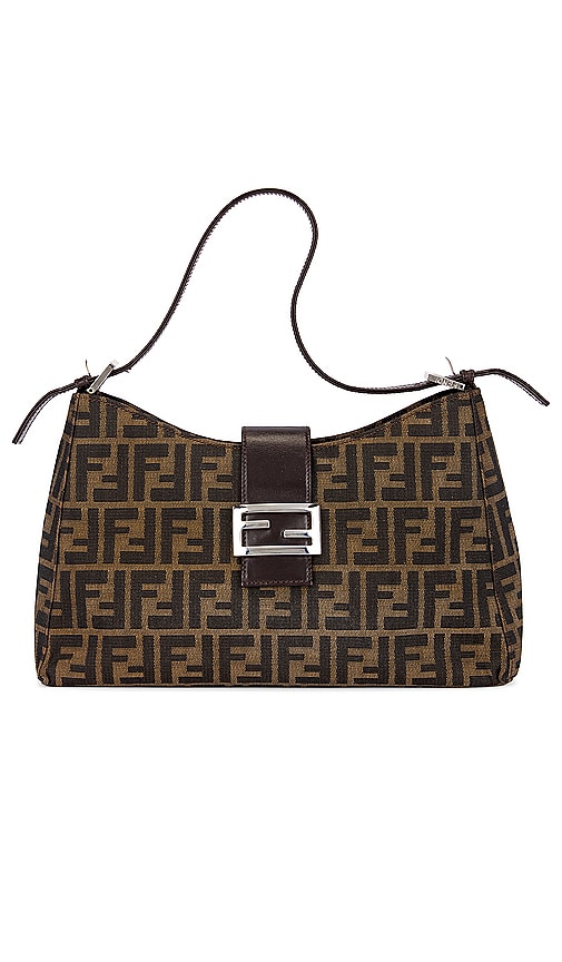 FWRD Renew Fendi Zucca Shoulder Bag in Brown