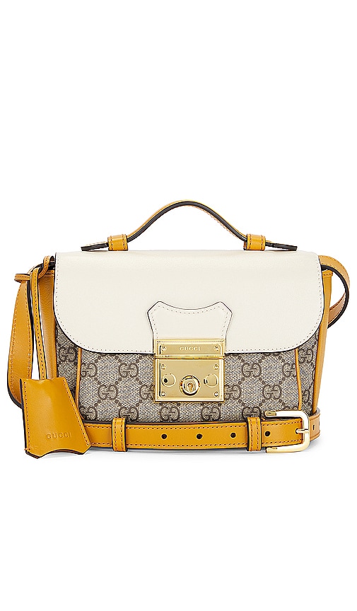 FWRD Renew Gucci Padlock 2 Way Shoulder Bag in White