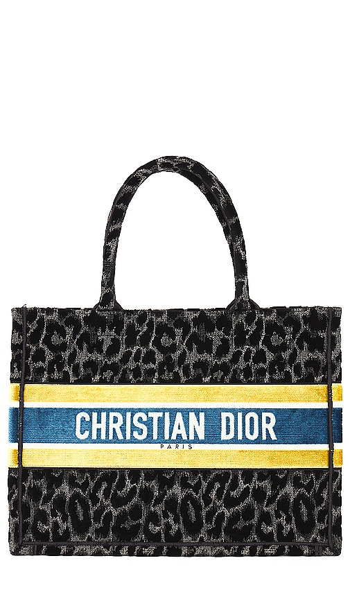 FWRD Renew Dior Leopard Book Tote Bag in Black