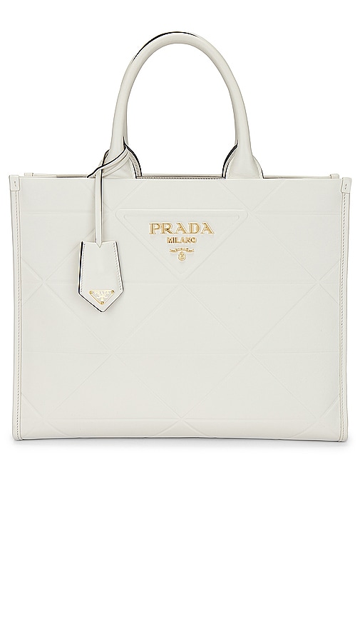 FWRD Renew Prada Quilted Tote Bag in White