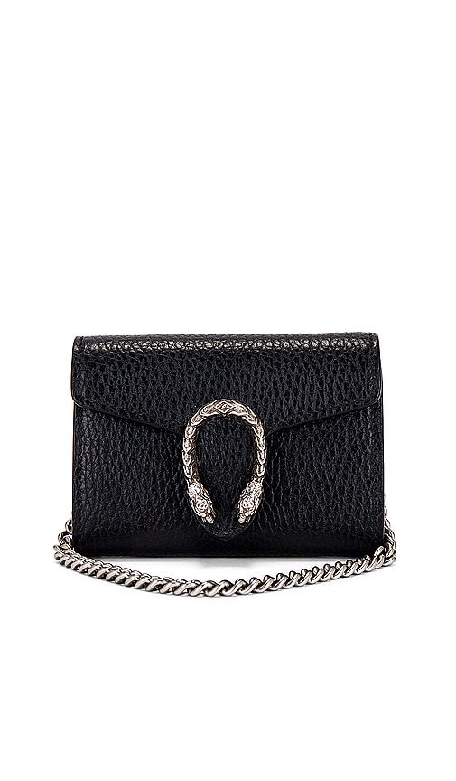 Fwrd Renew Gucci Leather Dionysus Chain Shoulder Bag In Black