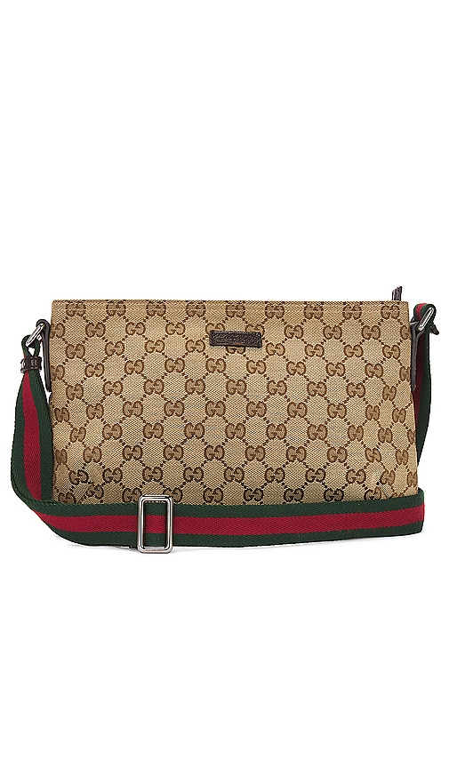 Fwrd Renew Gucci Gg Canvas Sherry Shoulder Bag In Brown