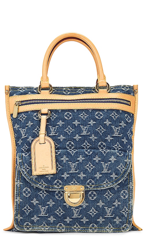 Fwrd Renew Louis Vuitton Monogram Denim Tote Bag In Blue