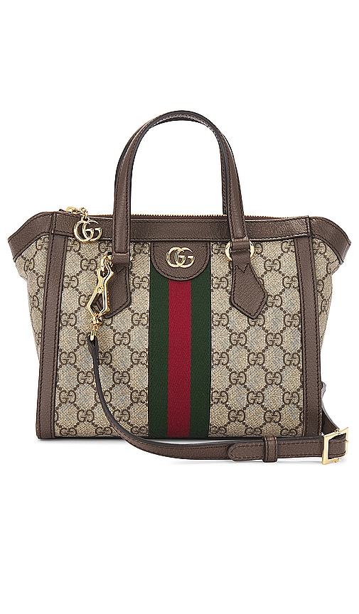 Fwrd Renew Gucci Gg Supreme Ophidia 2 Way Handbag In Brown