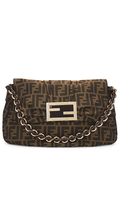 FWRD Renew Fendi Mia Flap Shoulder Bag in Brown