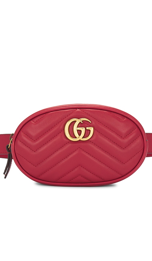 FWRD Renew Gucci GG Marmont Quilted Leather Belt Bag in Red