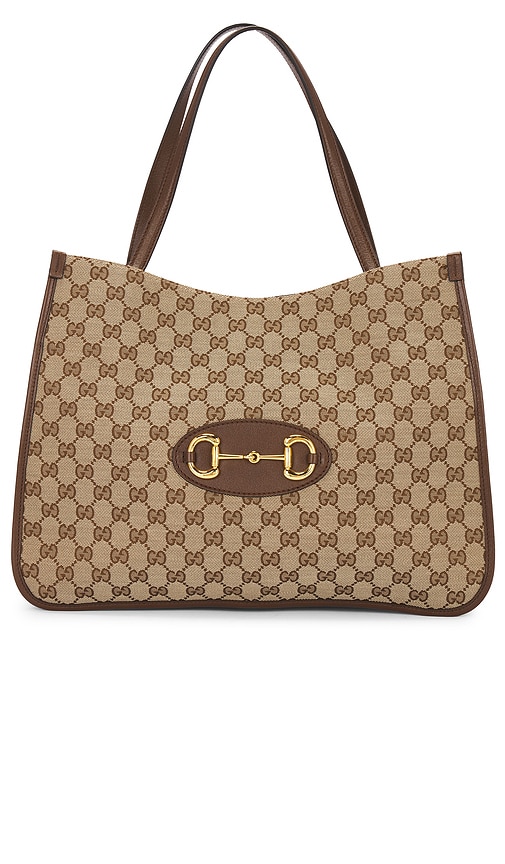 FWRD Renew Gucci Horsebit Tote Bag in Beige