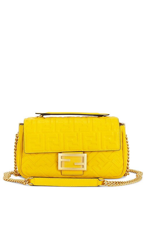 FWRD Renew Fendi Zucca Chain Shoulder Bag in Mustard