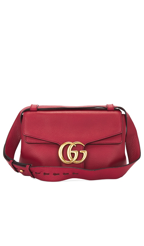 FWRD Renew Gucci GG Marmont Leather Shoulder Bag in Red