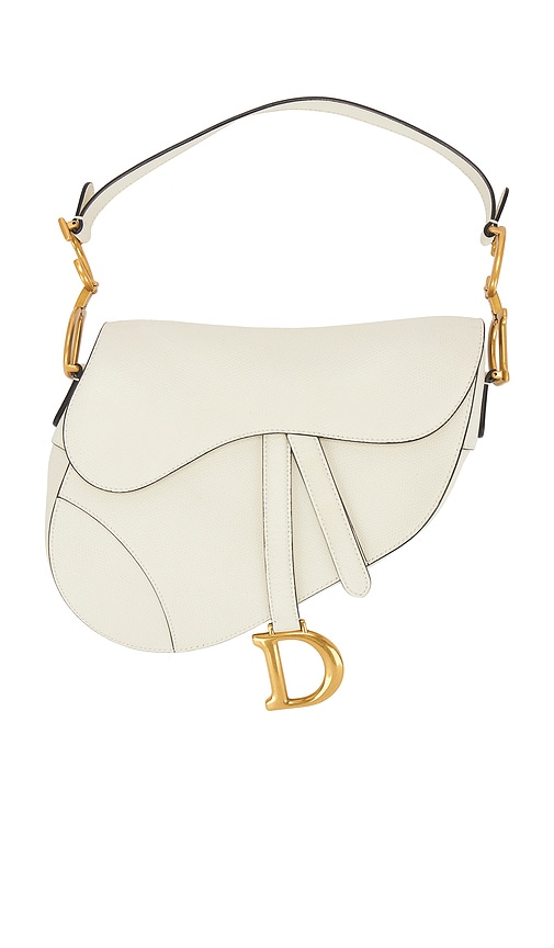 FWRD Renew Dior Leather Saddle Bag in Ivory