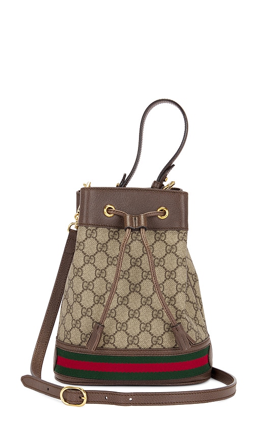 FWRD Renew Gucci GG Supreme Ophidia 2 Way Handbag in Brown