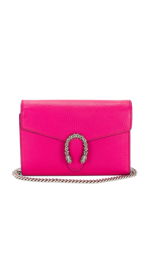 Fwrd Renew Gucci Dionysus Leather Wallet On Chain Bag In Pink