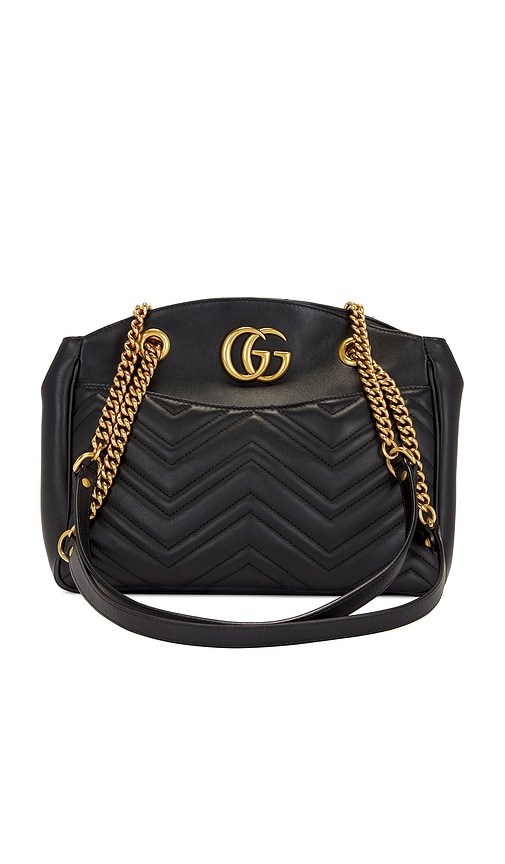 FWRD Renew Gucci GG Marmont Leather Shoulder Bag in Black