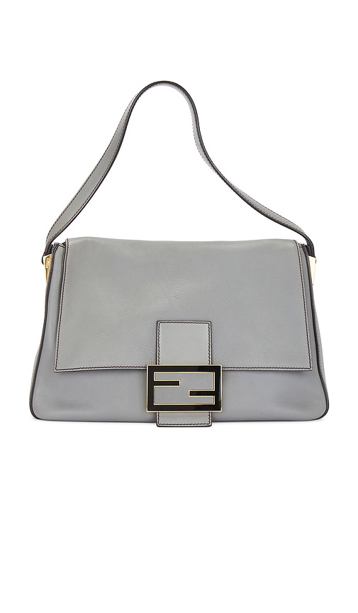 FWRD Renew Fendi Mama Leather Baguette Shoulder Bag in Grey