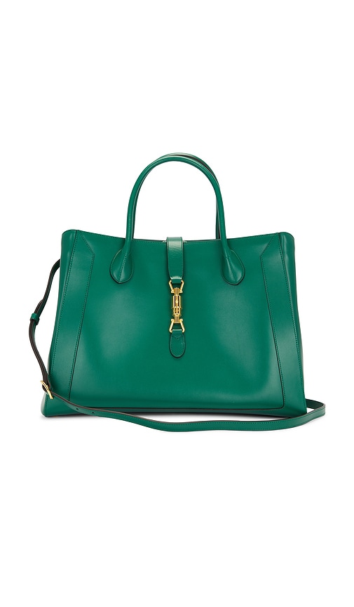 Fwrd Renew Gucci New Jackie Leather Tote Bag In Green