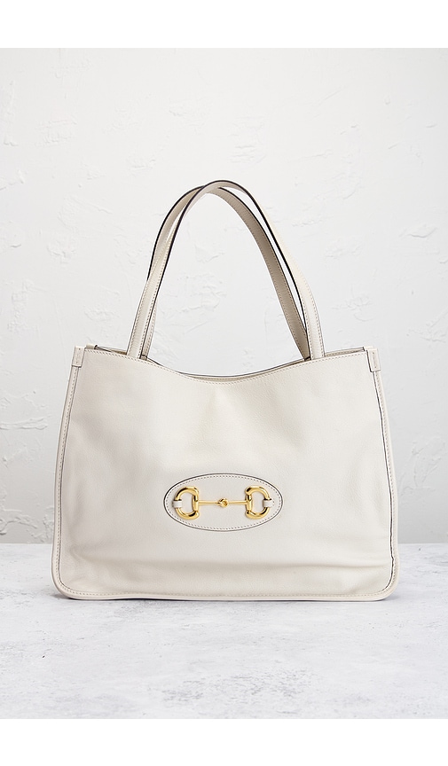 Fwrd Renew Gucci Horsebit Calfskin Leather Tote Bag In 白色