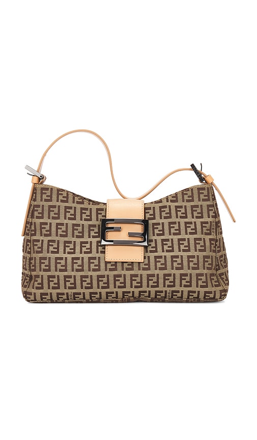 FWRD Renew Fendi Zucchino Mama Baguette Shoulder Bag in Beige