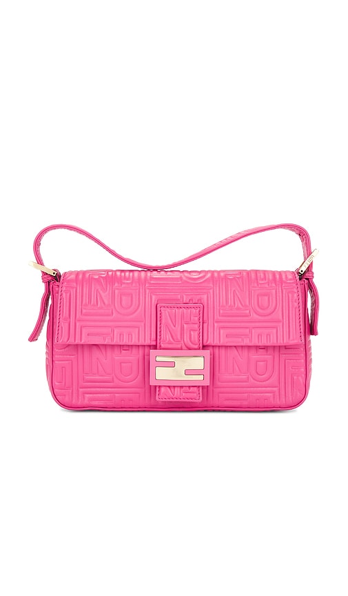 FWRD Renew Fendi Embossed Mama Baguette Shoulder Bag in Pink