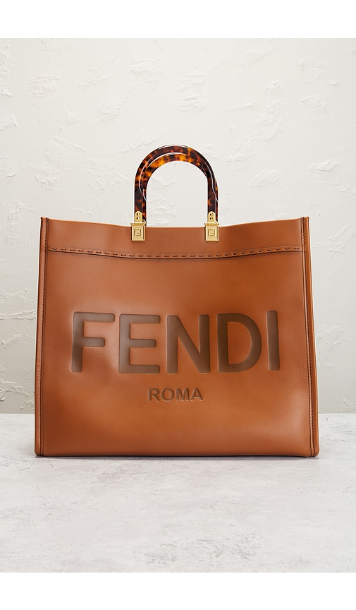 Shop Fwrd Renew Fendi Sunshine Shopper Tote Bag In Brown