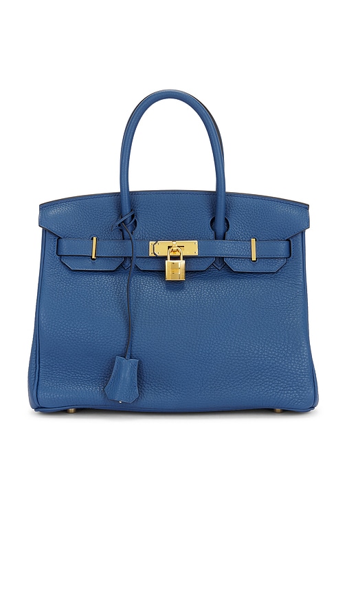 FWRD Renew Hermes Clemence Birkin 30 Handbag in Blue Agate