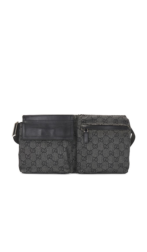 FWRD Renew Gucci GG Canvas Waist Bag in Black