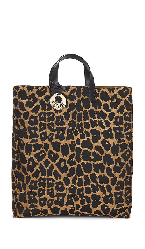 FWRD Renew Fendi Leopard Tote Bag in Brown