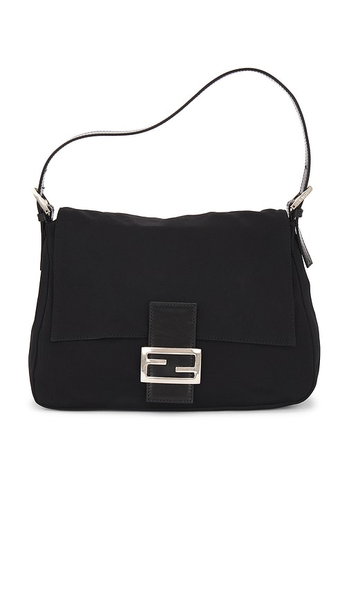 FWRD Renew Fendi Mama Nylon Baguette Handbag in Black