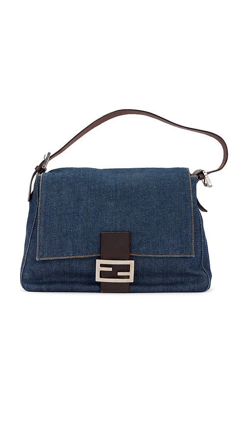 FWRD Renew Fendi Mama Denim Baguette Shoulder Bag in Blue