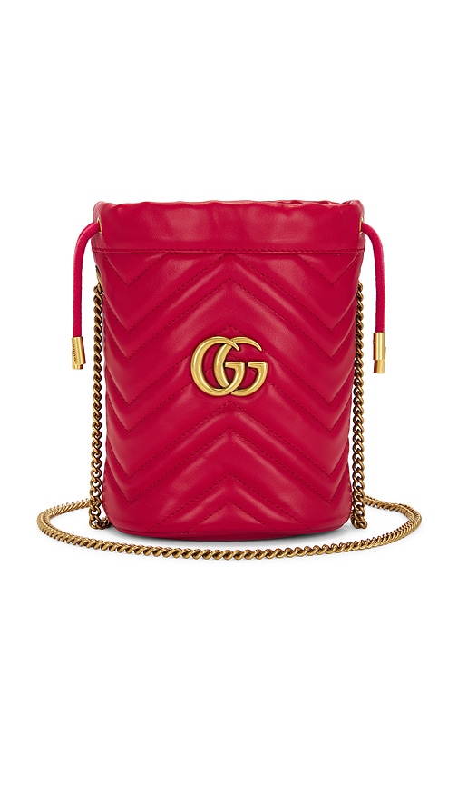 FWRD Renew Gucci GG Marmont Chain Bucket Bag in Red