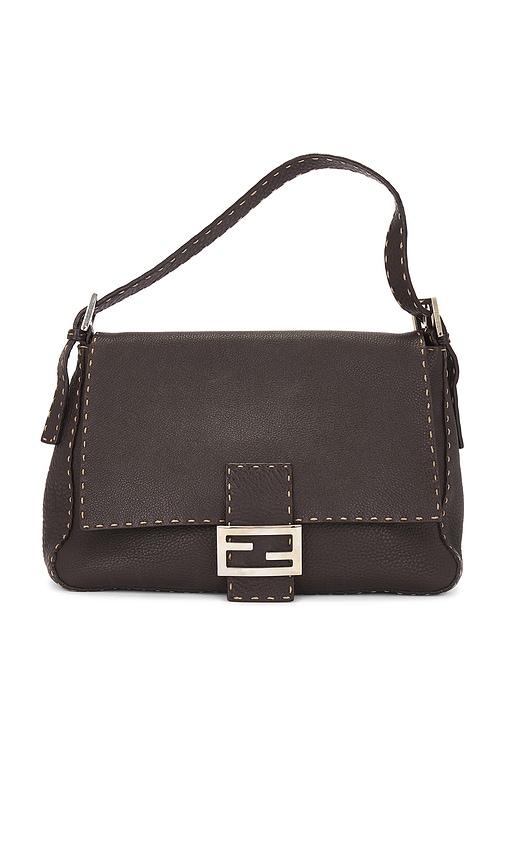 FWRD Renew Fendi Mama Selleria Baguette Shoulder Bag in Dark Brown