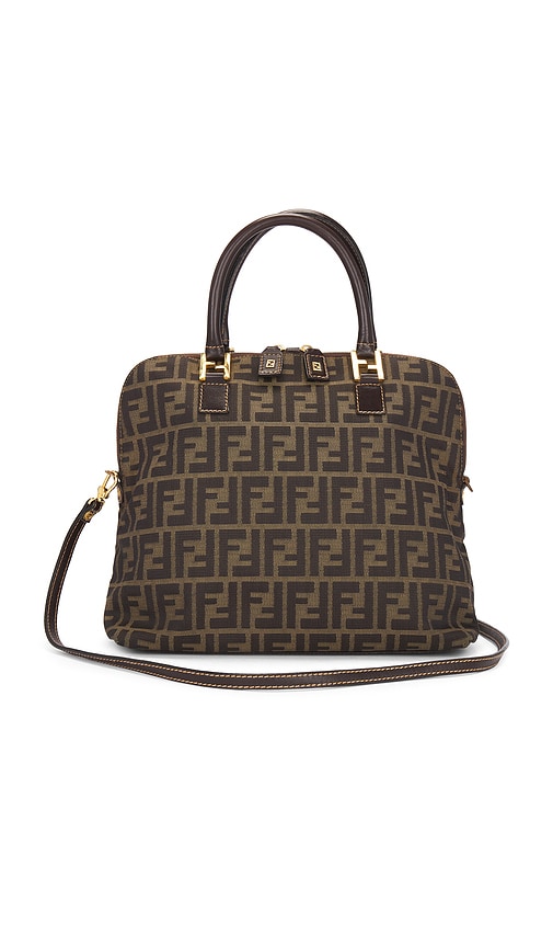 FWRD Renew Fendi Zucca Boston Bag in Brown