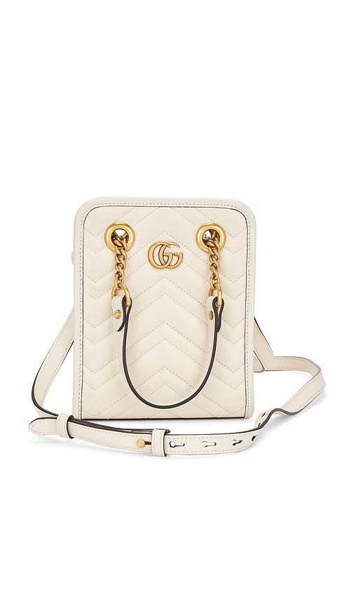 FWRD Renew Gucci GG Marmont Shoulder Bag in Ivory